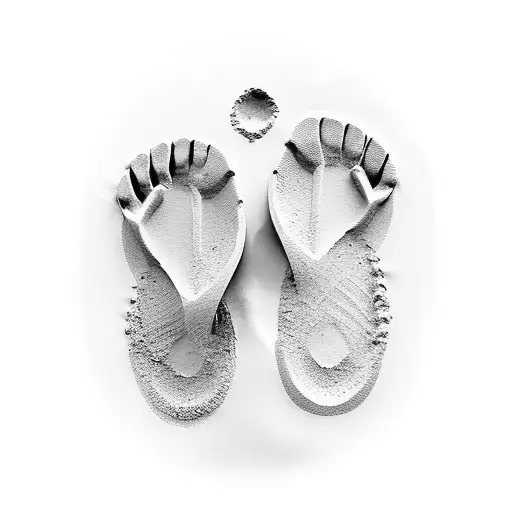 footprints in sand on beach tattoo design idea