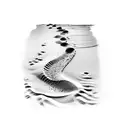 footprints in sand waves coming in tattoo design idea