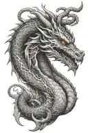 dragon tattoo, head on the hand, body across the arm tattoo design idea