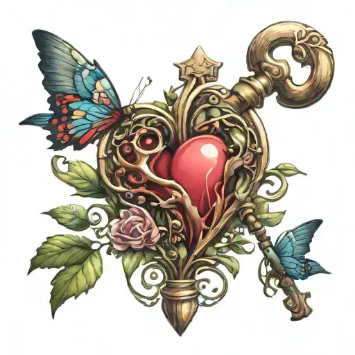 key to my heart secret garden Robert tattoo design idea