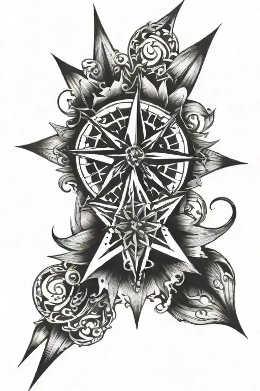 wind rose forearm tattoo design idea