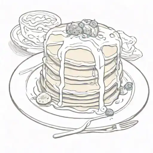 stack of pancakes on plate, plate says la famiglia on edge tattoo design idea