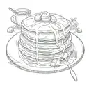 stack of pancakes on plate, plate says la famiglia on edge tattoo design idea