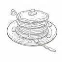stack of pancakes on plate, plate says la famiglia on edge tattoo design idea
