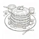 stack of pancakes on plate, plate says la famiglia on edge tattoo design idea