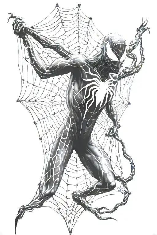spiderweb venom symbiote tattoo design idea
