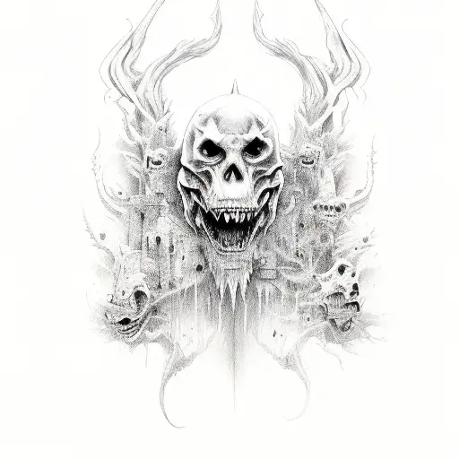 very scary monsters tattoo design idea