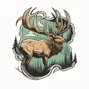 ducks elk forest hunter tattoo design idea