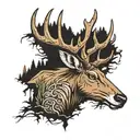 ducks elk forest hunter tattoo design idea