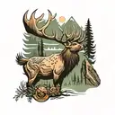ducks elk forest hunter tattoo design idea