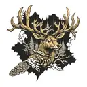 ducks elk forest hunter tattoo design idea