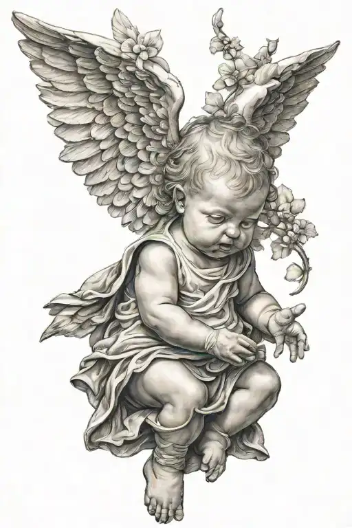 baby angel tattoo design idea