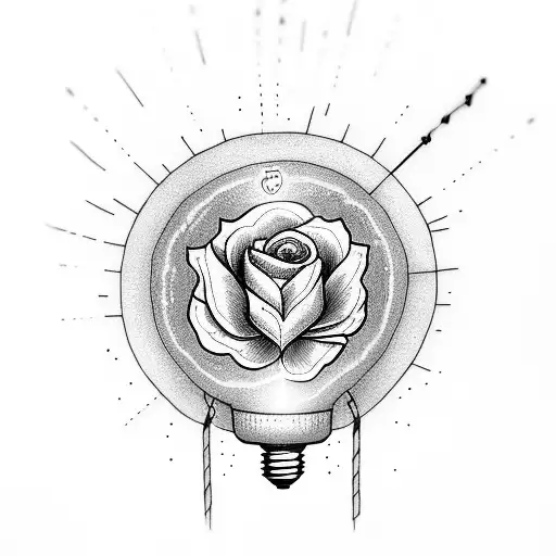 lightbulb with septmers birt flower in the middle and writing that says let your light shine tattoo design idea