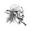 pinocchio nose in jack sparrow eyes tattoo design idea