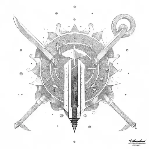 heimdall horn and sword tattoo design idea