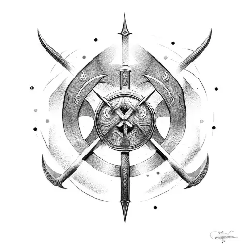 heimdall horn and sword norse mythology tattoo design idea