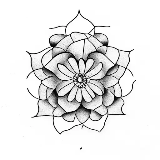 seven petal flower with the incorporated letter l tattoo design idea