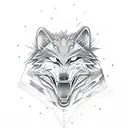 tribal wolf head howling at the moon tattoo design idea