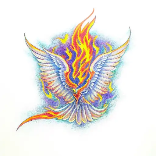 phoenix with flames tattoo design idea