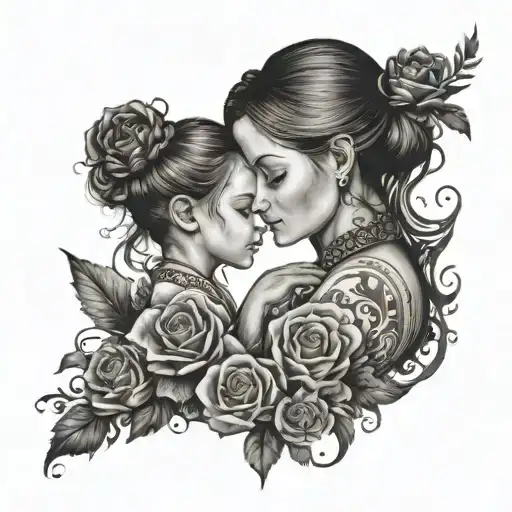 mother daughter granddaughter looking tattoo design idea