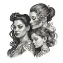 mother daughter granddaughter looking tattoo design idea