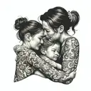 mother daughter granddaughter looking tattoo design idea