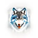 Create an image of three realistic wolves standing on a rugged cliff edge under a full moon, with the quote 'In the quie tattoo design idea