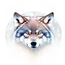 Create an image of three realistic wolves standing on a rugged cliff edge under a full moon, with the quote 'In the quie tattoo design idea