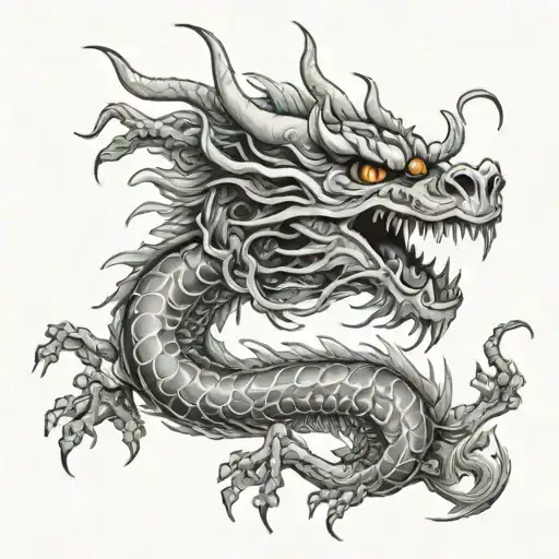  skeleton of a chinese dragon wrapped tattoo design idea