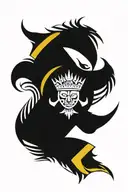 Barbados trident symbol, Guyana flag and angle wings tattoo design idea