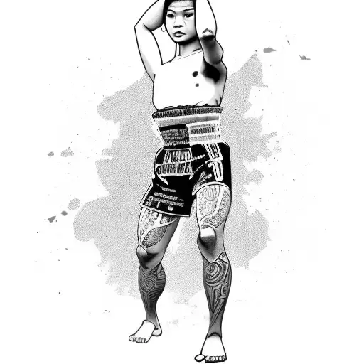A muay thai fighter executing a devastating knee strike tattoo design idea