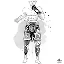 A muay thai fighter executing a devastating knee strike tattoo design idea