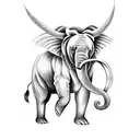 a bear riding an elephant  with a horse on the side tattoo design idea