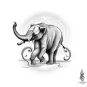 a bear riding an elephant  with a horse on the side tattoo design idea