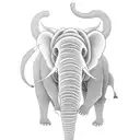 a bear riding an elephant  with a horse on the side tattoo design idea