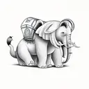 a bear riding an elephant  with a horse on the side tattoo design idea