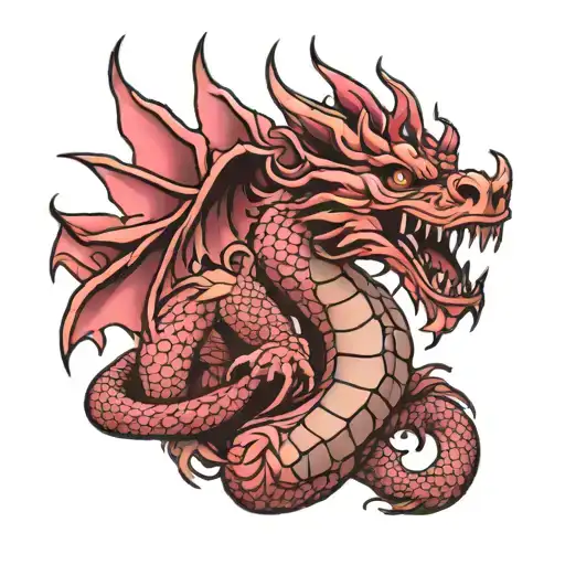 Sicily, Dragon, Pink tattoo design idea