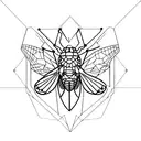 Interlocking geometric shapes forming a cicada silhouette tattoo design idea