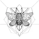 Interlocking geometric shapes forming a cicada silhouette tattoo design idea