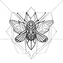 Interlocking geometric shapes forming a cicada silhouette tattoo design idea