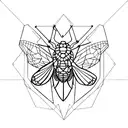 Interlocking geometric shapes forming a cicada silhouette tattoo design idea