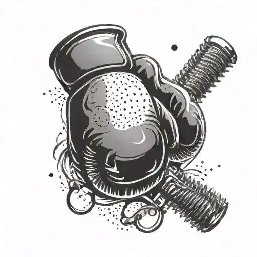 A surreal tattoo of boxing gloves morphing into paintbrushes and guns, symbolizing the client's diverse passions tattoo design idea