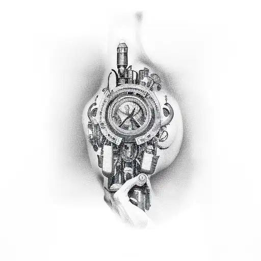 bio-mechanical sleeve  tattoo design idea