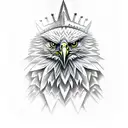 A regal blackwork eagle with a crown and a menacing aura, representing the combination of prestige and wickedness tattoo design idea