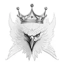 A regal blackwork eagle with a crown and a menacing aura, representing the combination of prestige and wickedness tattoo design idea