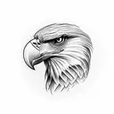 A regal blackwork eagle with a crown and a menacing aura, representing the combination of prestige and wickedness tattoo design idea