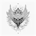 A regal blackwork eagle with a crown and a menacing aura, representing the combination of prestige and wickedness tattoo design idea