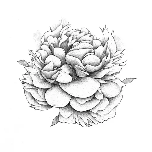 peony and stem down the spine tattoo design idea