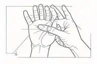 minimal and abstract hands, fist one showing number "1" and the rest showing reversed "V" tattoo design idea