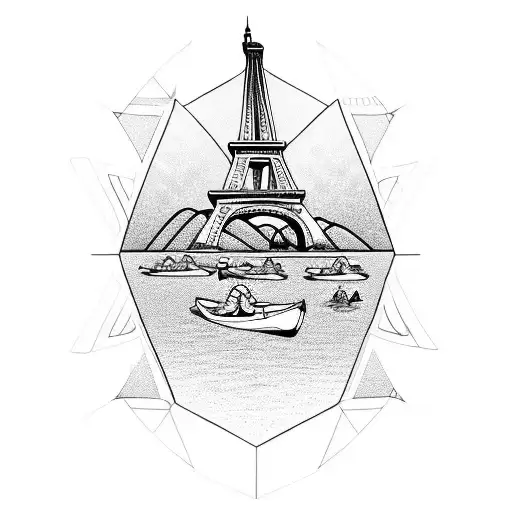 Kayaking in France tattoo design idea